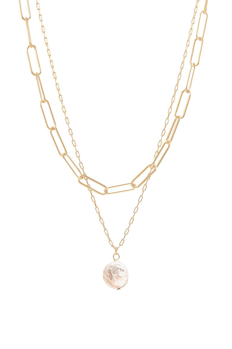 14k Gold Plated Donda Layered Necklace Everyday Dainty Trendy, Main, color, Gold