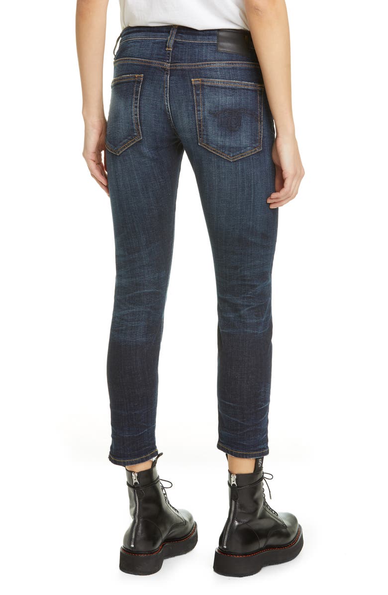 R13 Biker Boy Ripped Crop Skinny Jeans, Alternate, color, 