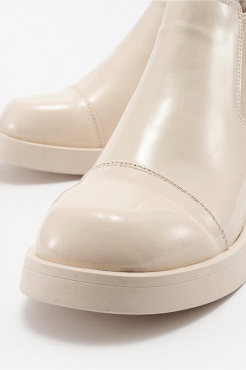 Prologue Shoes Cafune Patent Platform Boot In Neutral