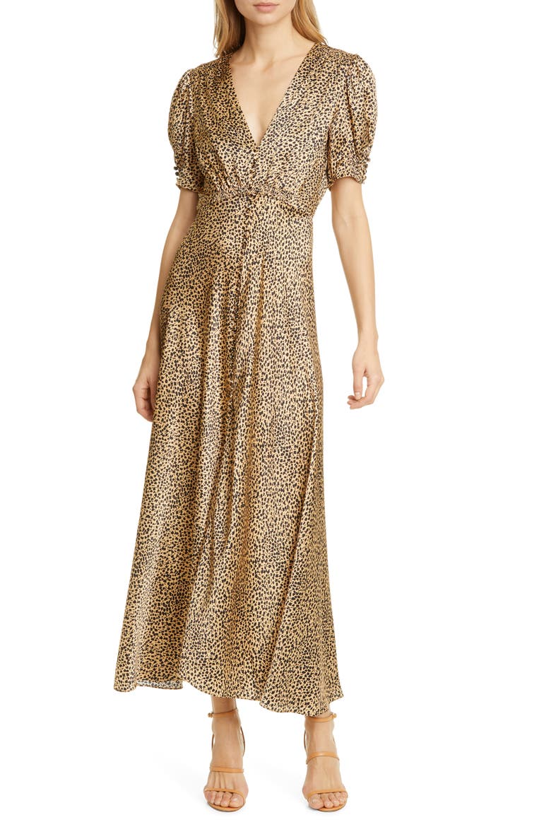 Lea Print Silk Maxi Dress, Main, color, CAMO LEOPARD