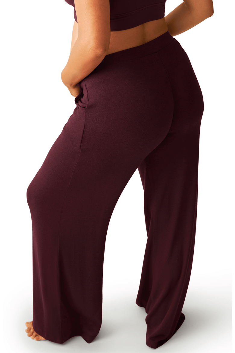 CozyKnit Wide Leg Lounge Pant, Alternate, color, Deep Burgundy
