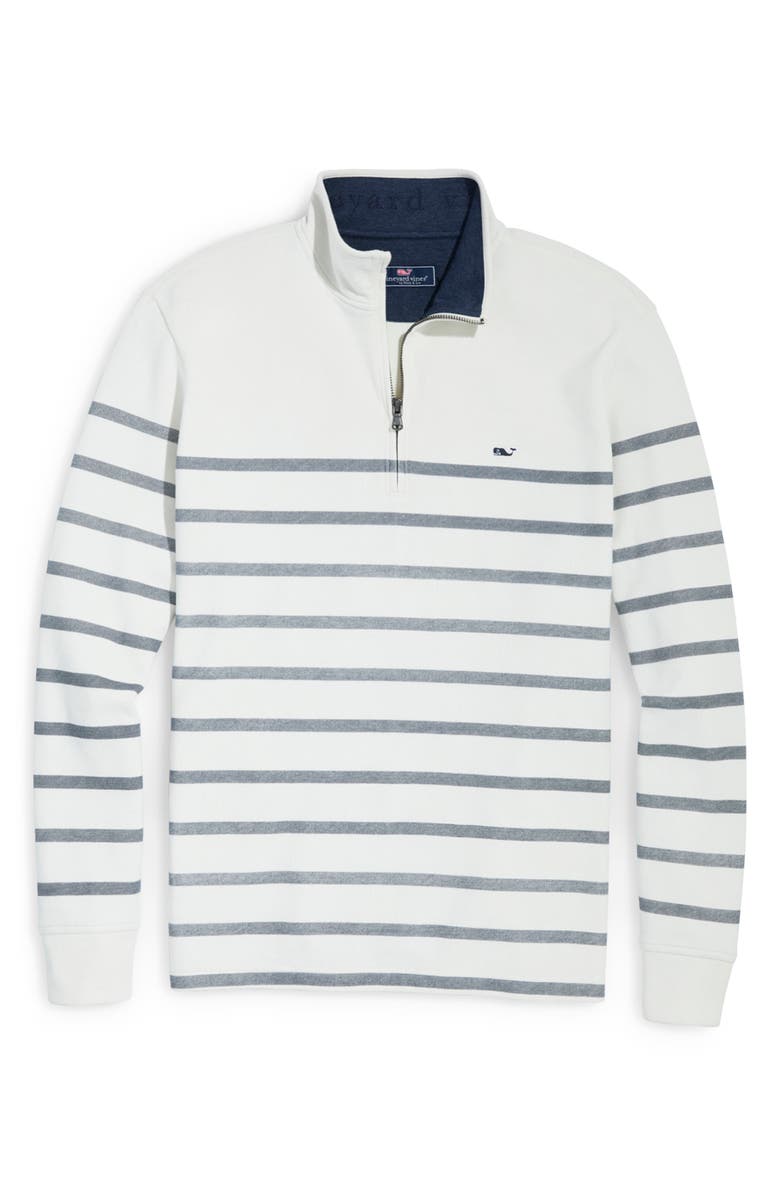 vineyard vines Saltwater Breton Stripe Quarter Zip Pullover, Main, color, Nautical Navy