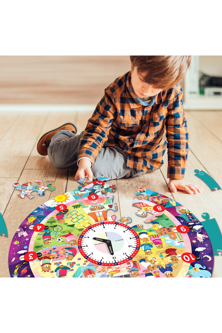 Busy Bear's Day-Tell the Time Puzzle, Alternate, color, No Color