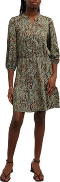 SUNNY LEIGH Print Tiered A-Line Dress