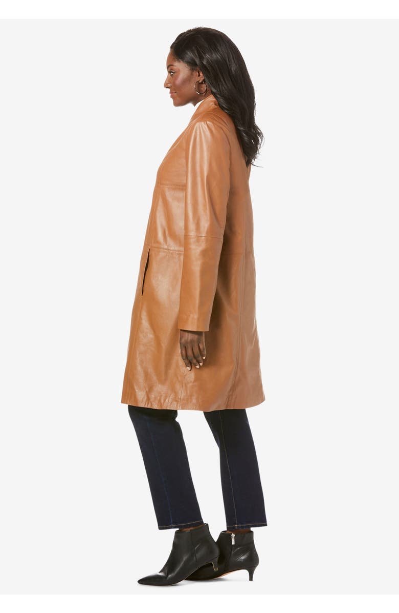 Jessica London Leather Swing Coat, Alternate, color, Black