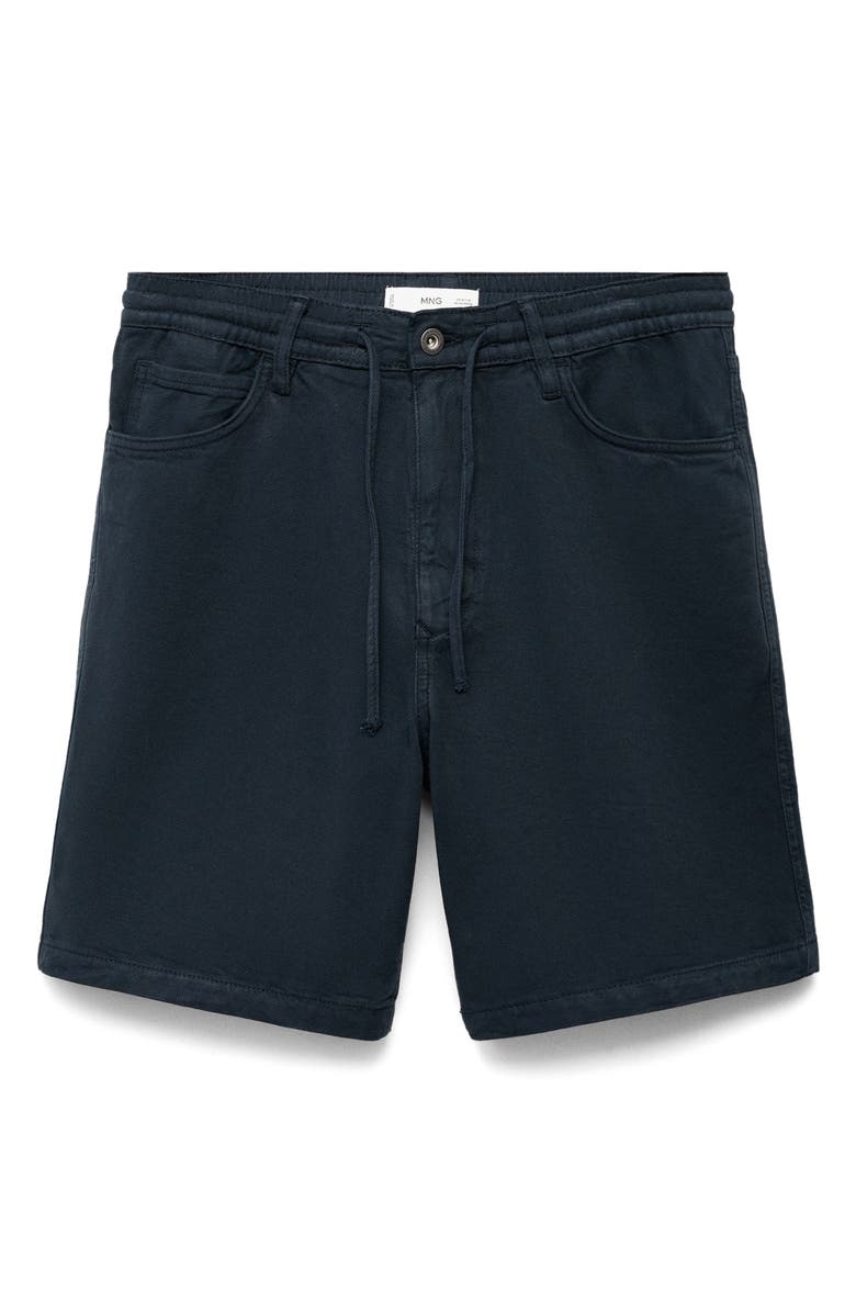 MANGO Drawstring Waist Denim Shorts, Alternate, color, Dark Navy