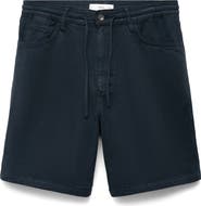 MANGO Drawstring Waist Denim Shorts