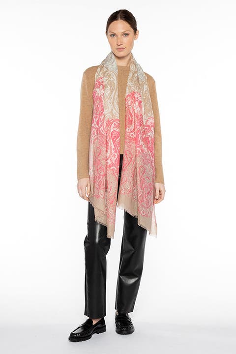Faded Paisley Print Scarf