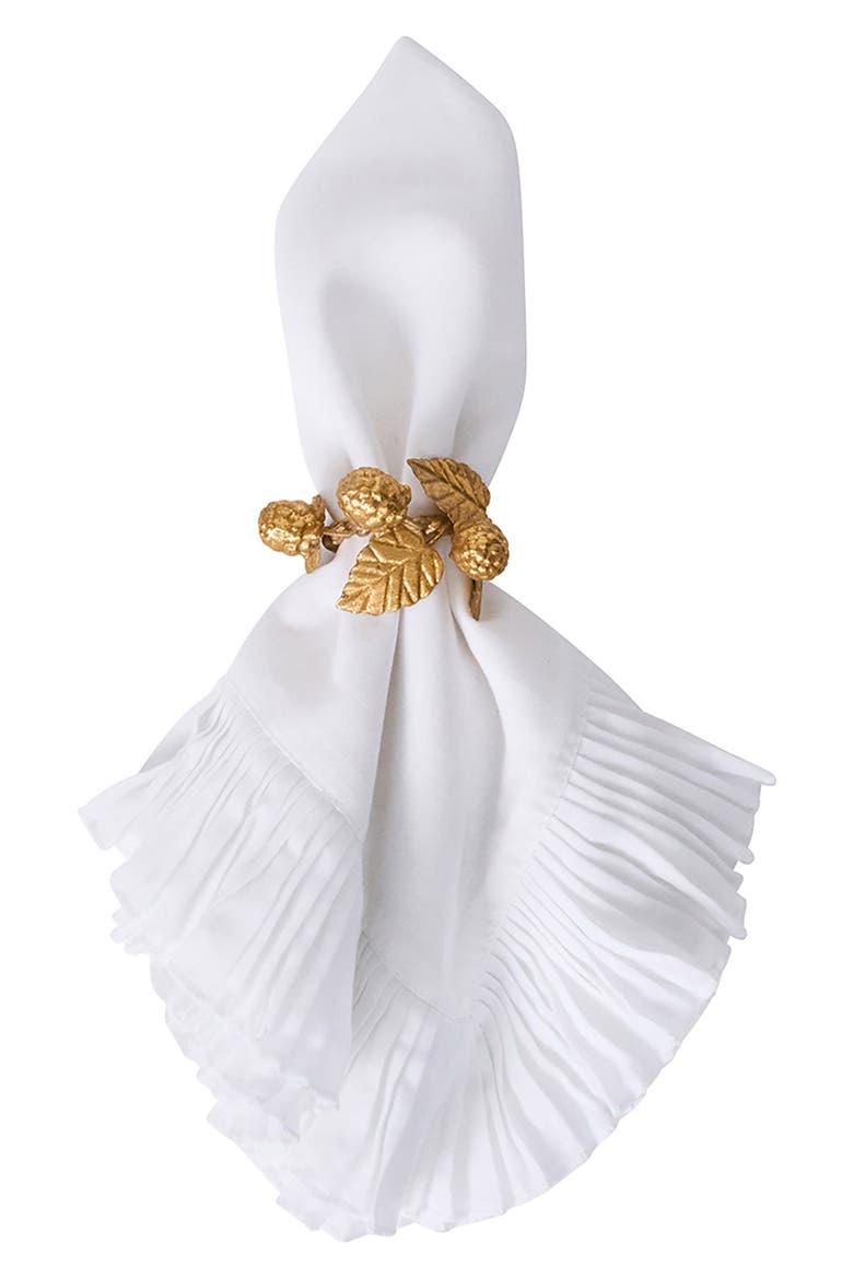 Forest Walk Leaf Set of 4 Napkin Rings, Alternate, color, GOLD