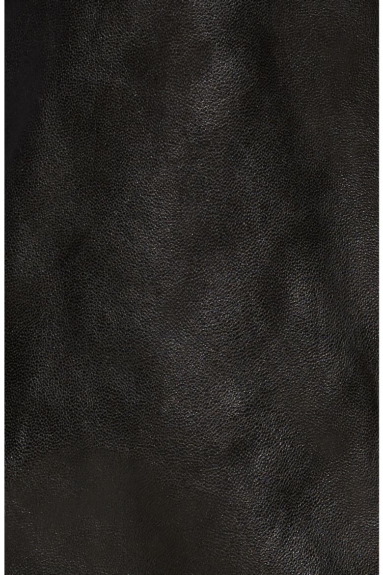 Band Collar Leather Jacket, Alternate, color, BLACK
