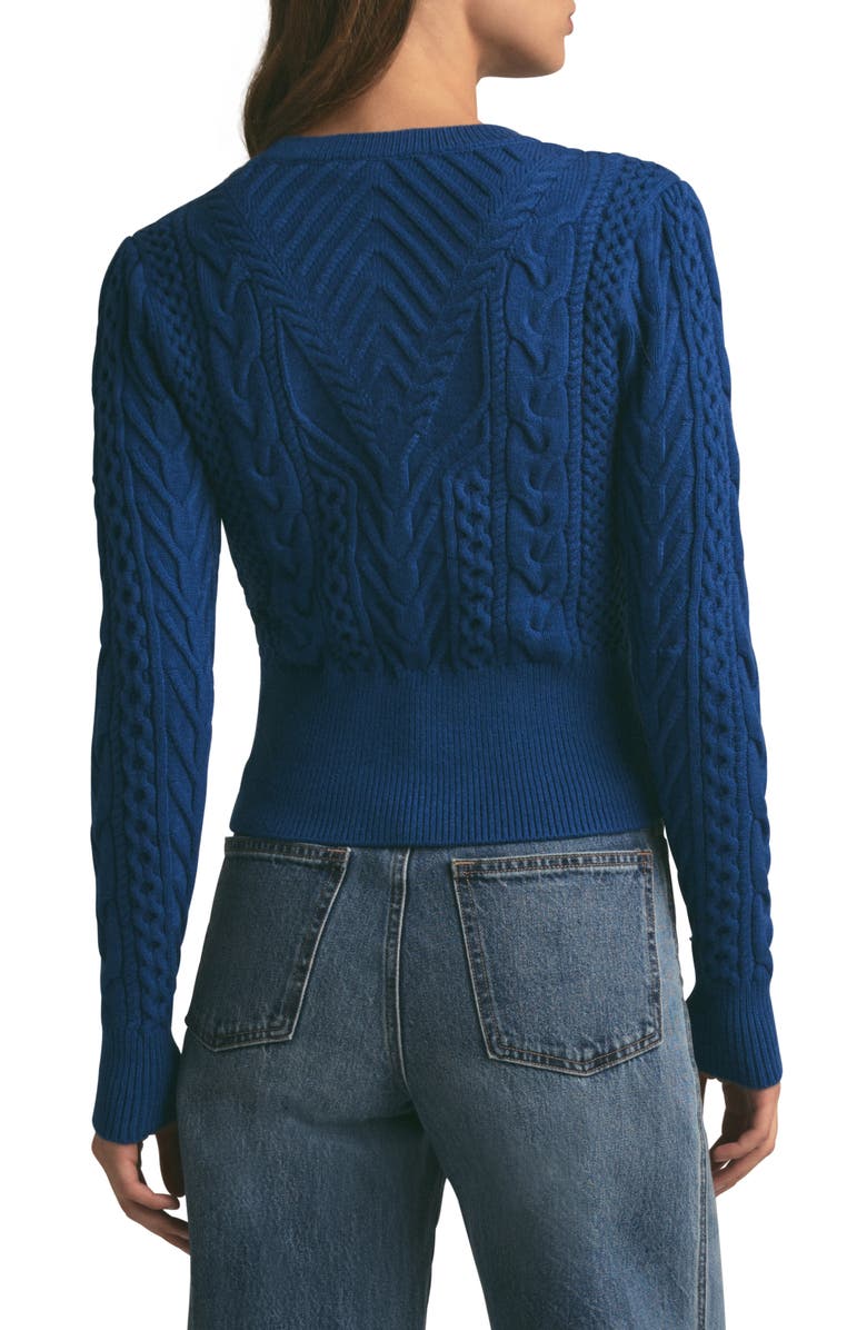 Favorite Daughter The Esther Cable Stitch Crop Sweater, Alternate, color, Sapphire