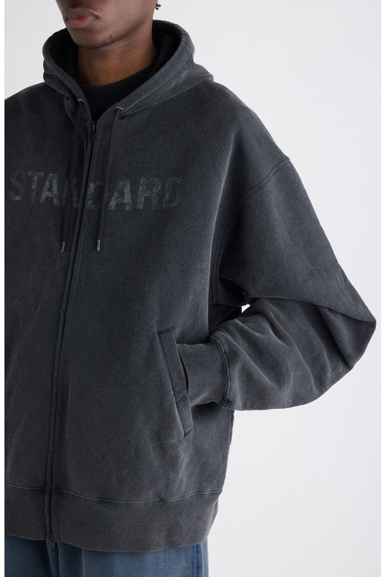 Oversize Zip-Up Graphic Hoodie, Alternate, color, 1041 FADED WASHED BLACK