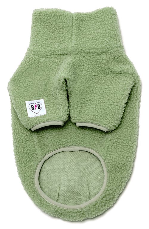 Rebel Dawg Boho Faux Shearling Pullover Dog Sweater In Green