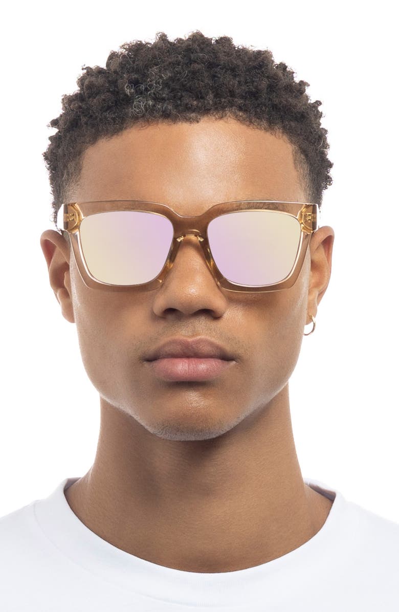 Le Specs Weekend Riot 56mm Mirrored Rectangular Sunglasses, Alternate, color, 