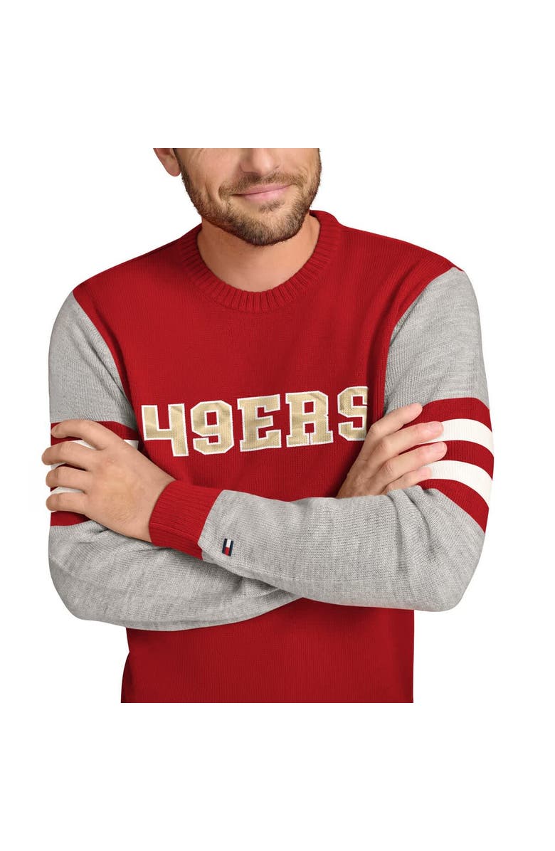 Tommy Hilfiger Men
s Tommy Hilfiger Scarlet/Heather Gray San Francisco 49ers Acrylic Crewneck Pullover Sweater, Alternate, color, Scarlet