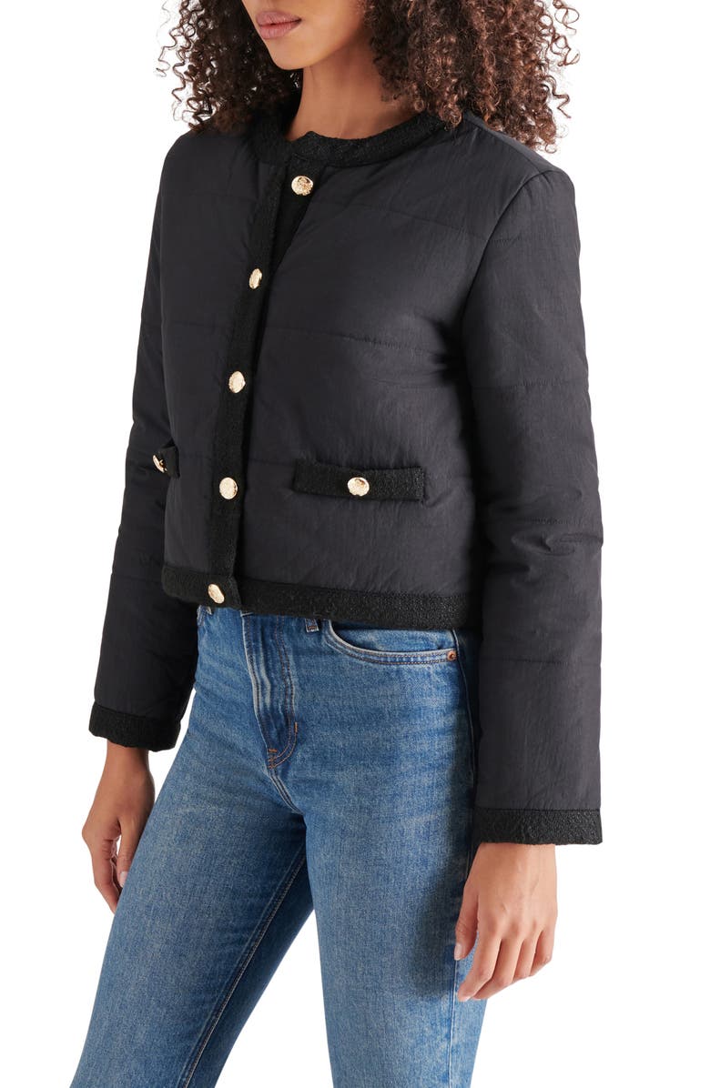 Steve Madden Coppelia Tweed Trim Puffer Jacket, Alternate, color, 