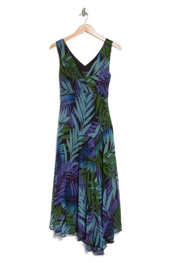 Connected Apparel Chiffon Asymmetric Hem Dress