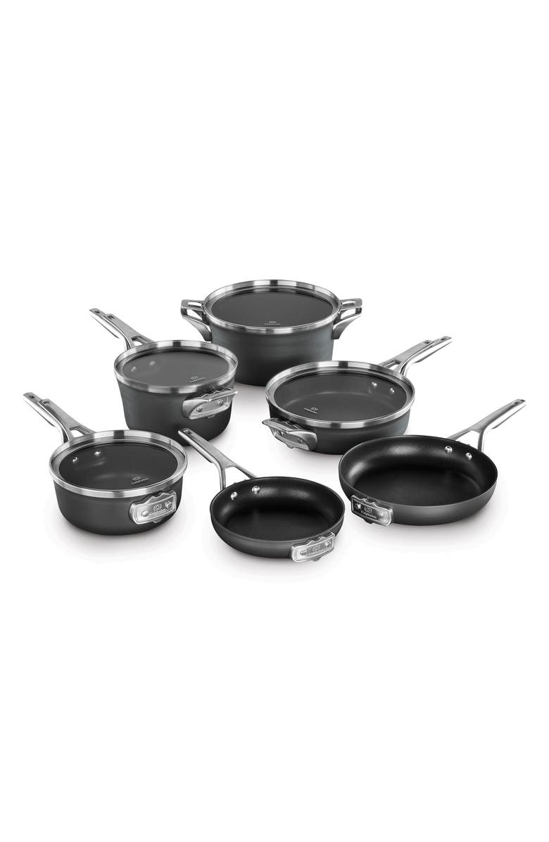 CALPHALON Premier Space Saving Hard Anodized Nonstick 10-Piece Cookware Set, Main, color, Black