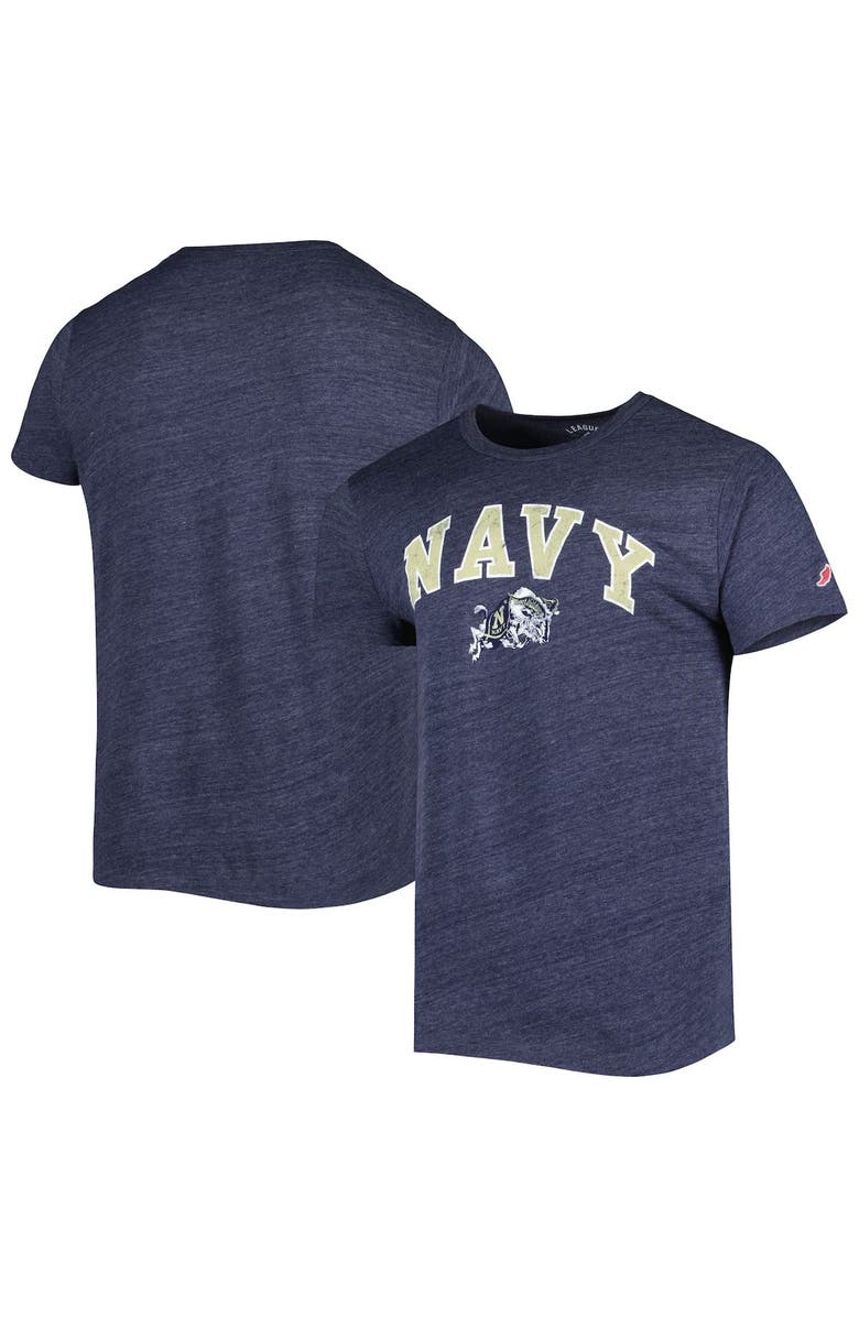 LEAGUE COLLEGIATE WEAR Men's League Collegiate Wear Heather Navy Navy Midshipmen 1965 Arch Victory Falls Tri-Blend T-Shirt, Main, color, 