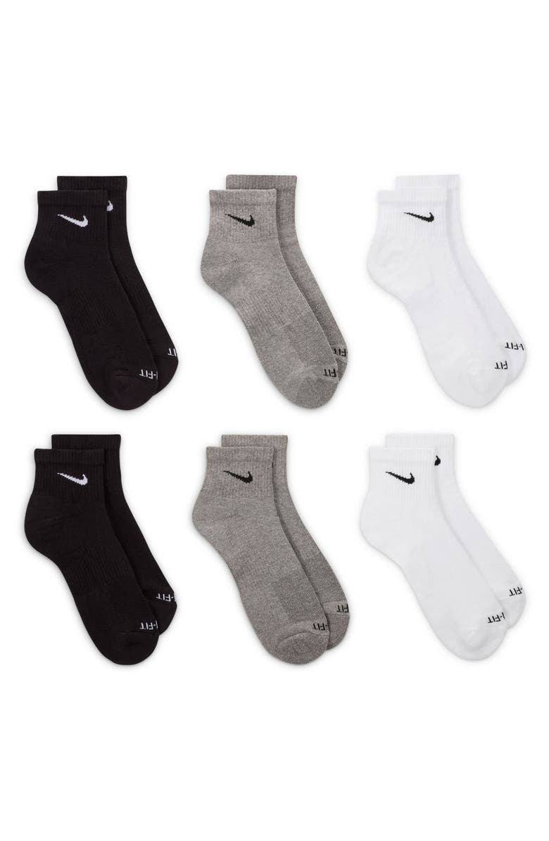 Nike 6-Pack Everyday Plus Cushioned Training Ankle Socks, Alternate, color, Grey Multi