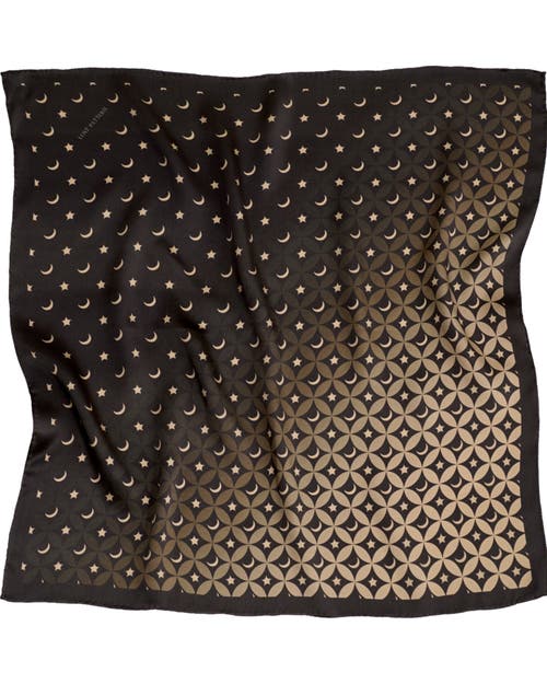 Lost Pattern Nyc "moonlit Stars" Silk Bandana Scarf In Brown