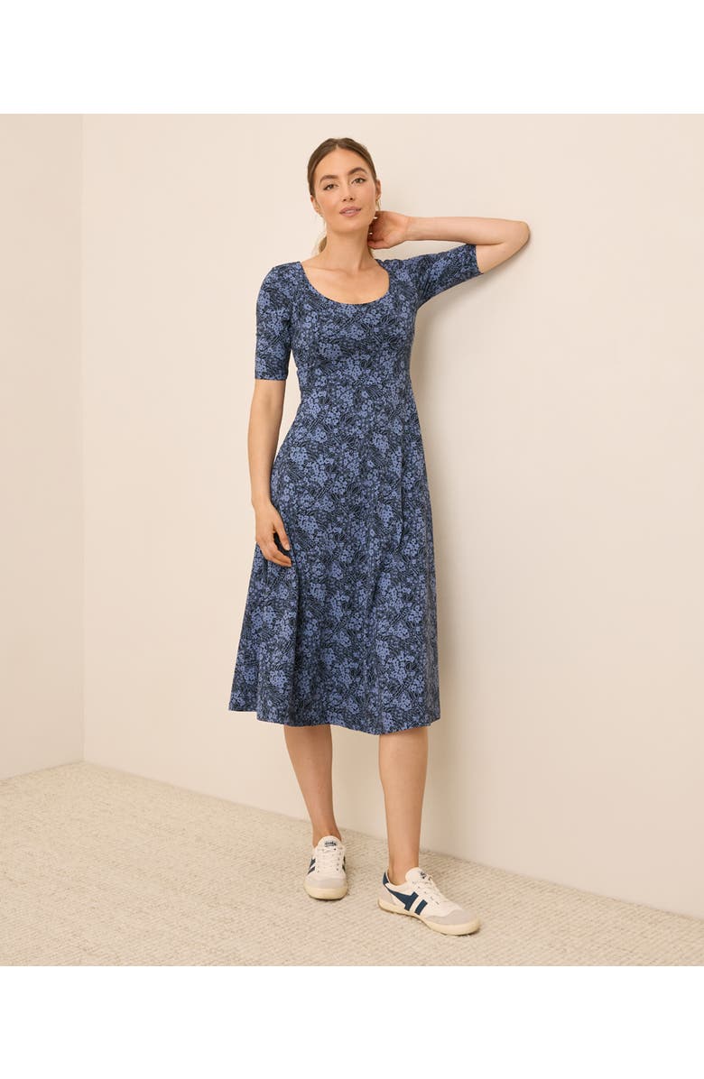 Pact Fit & Flare Signature Scoop Dress, Main, color, Midnight Garden