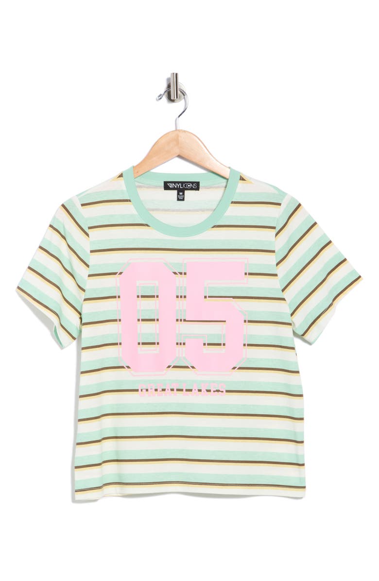 Vinyl Icons Striped Graphic T-Shirt, Alternate, color, Green