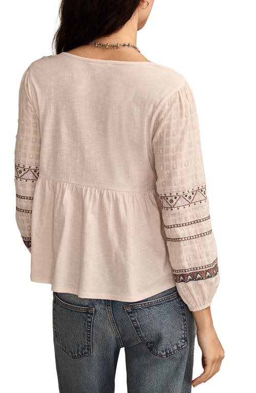 Lucky Brand Embroidered Peasant Top In Pink
