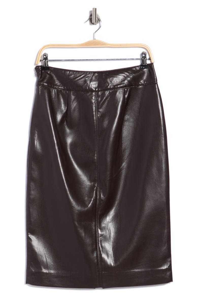 Faux Leather Pencil Skirt, Alternate, color, CHOCOLATE