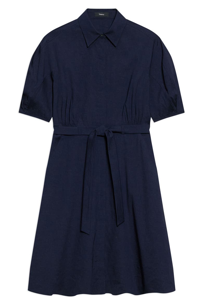 Belted Linen Blend Shirtdress (Women) | Nordstrom