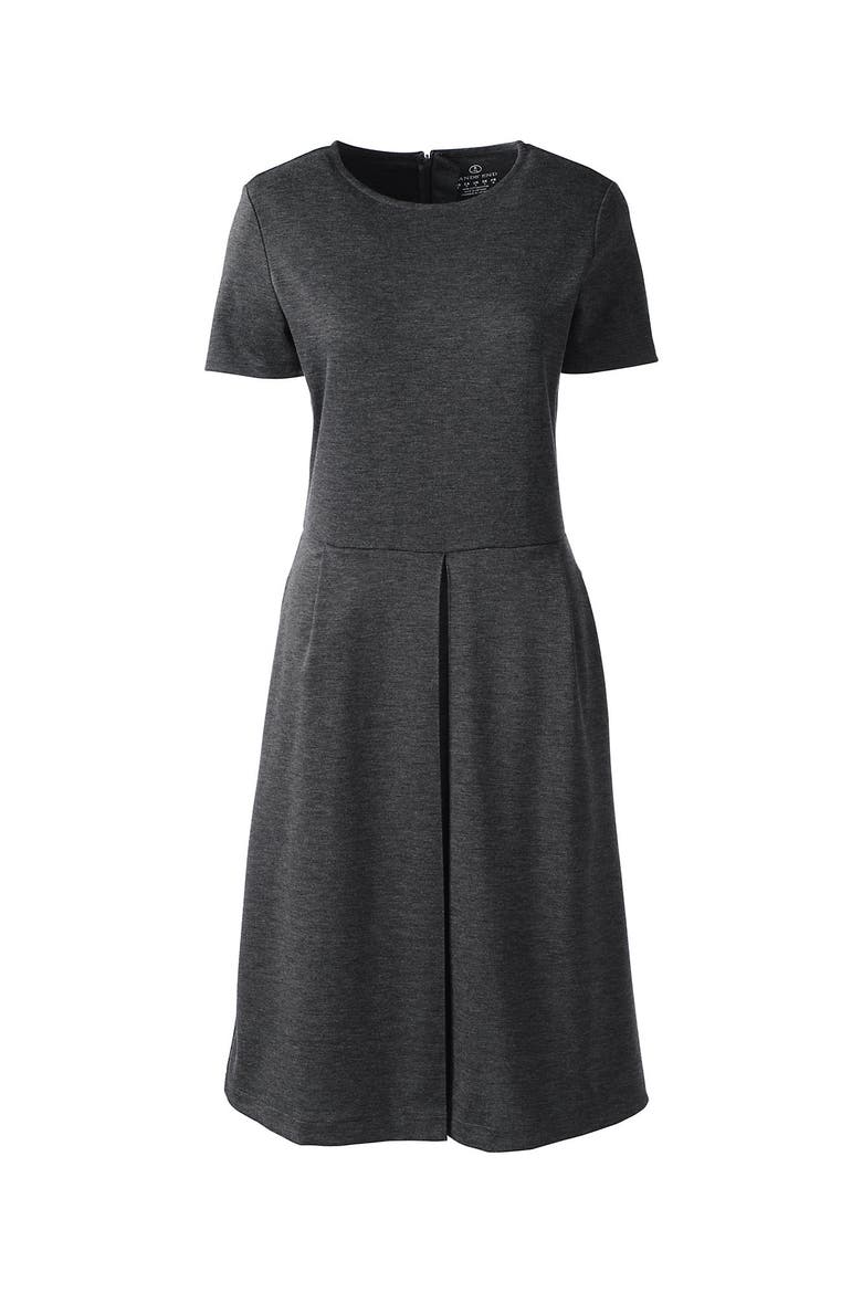 School Uniform  Short Sleeve Ponte Dress, Alternate, color, Charcoal Heather