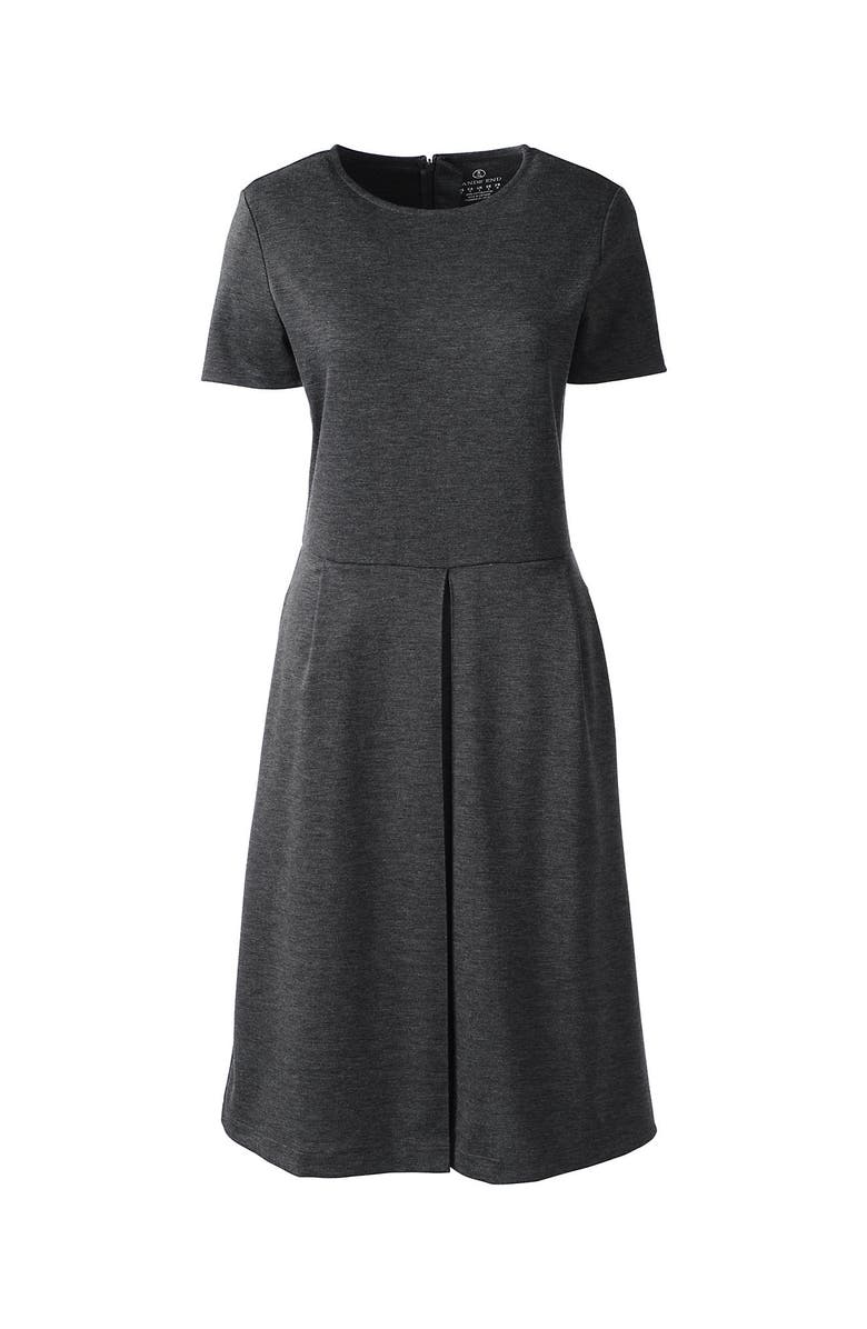 Lands' End School Uniform  Short Sleeve Ponte Dress, Alternate, color, Charcoal Heather