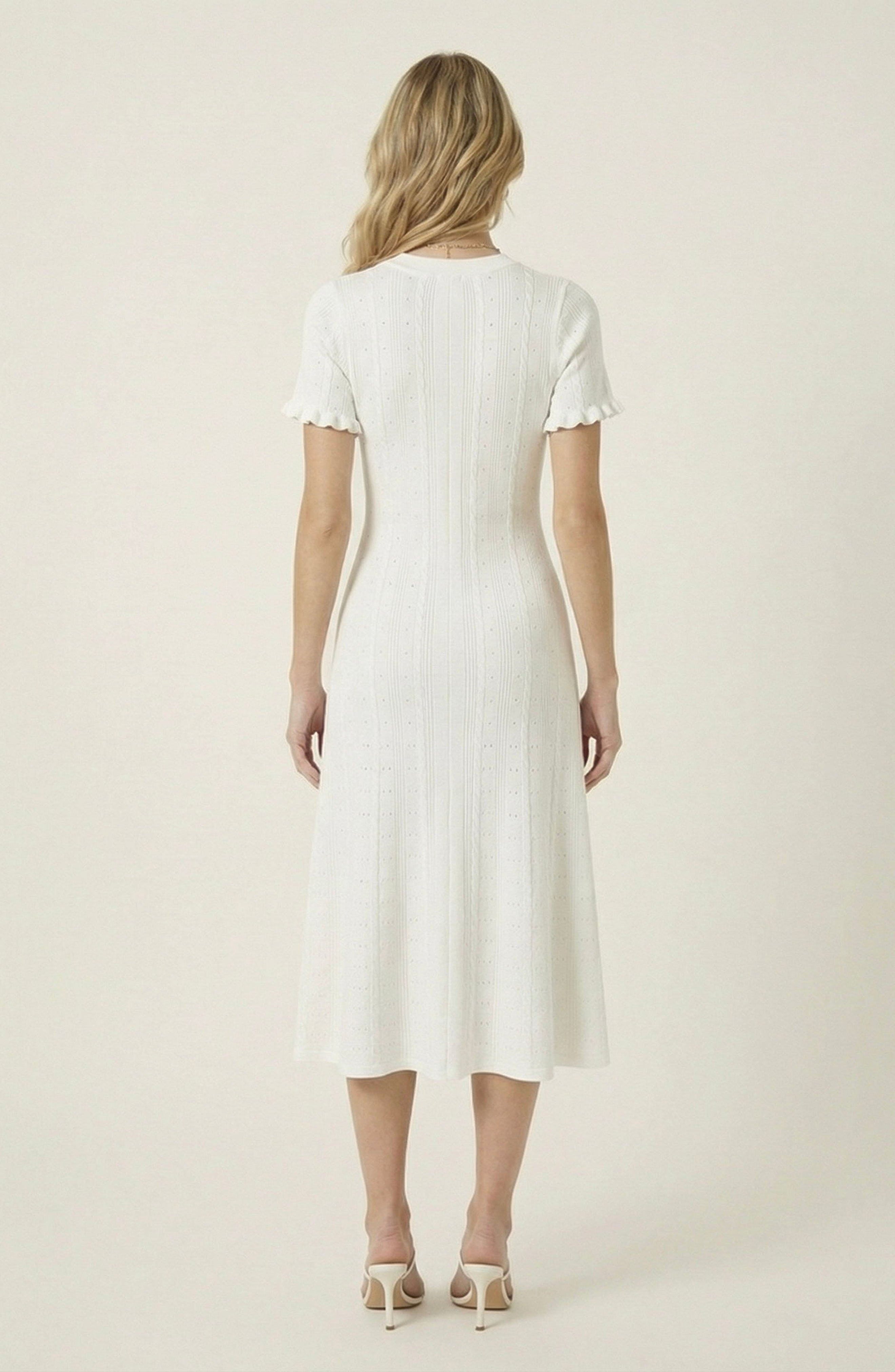 Button Front Knit Short Sleeve Midi Dress - image 2