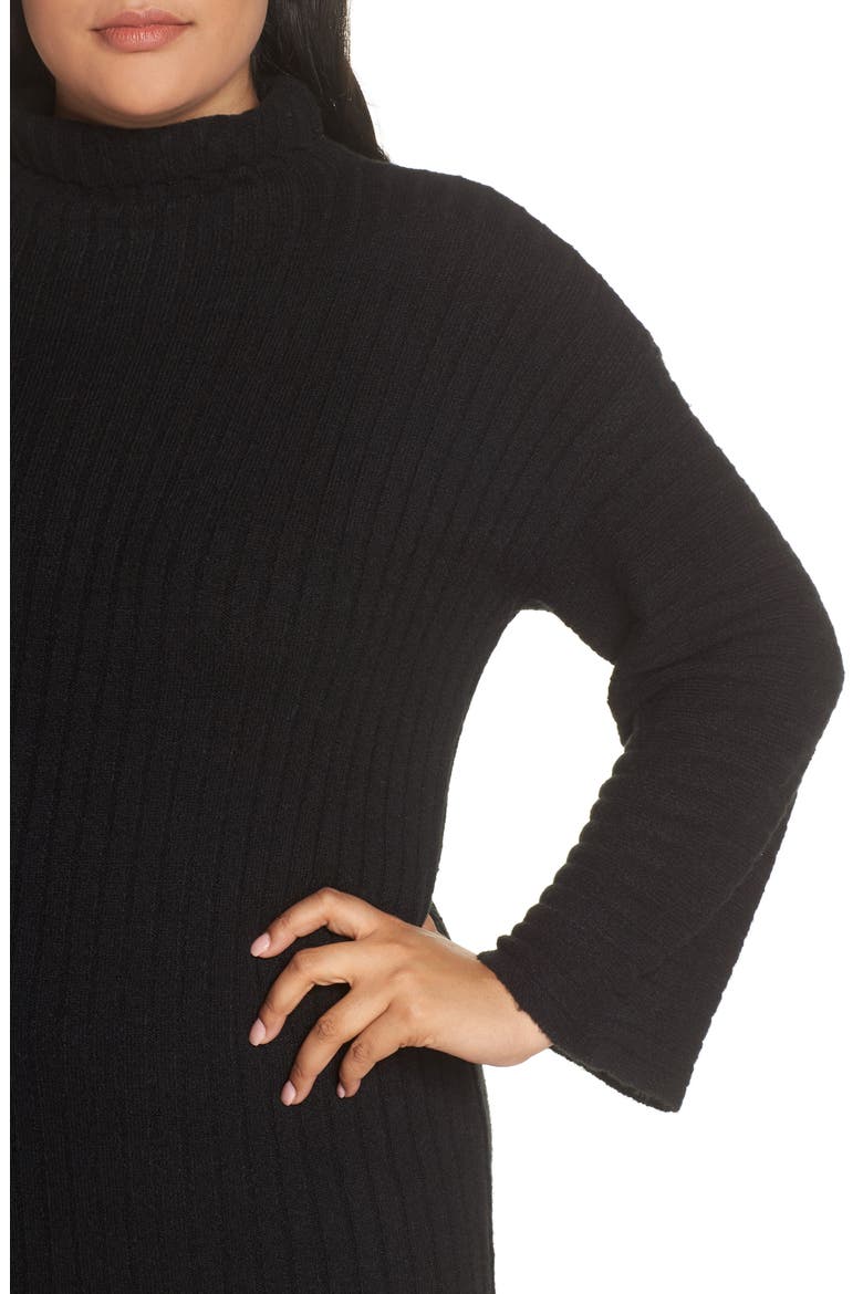 Ribbed Midi Sweater Dress, Alternate, color, BLACK