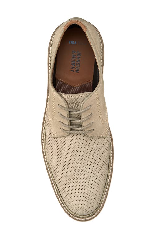 Johnston & Murphy Upton Perforated Plain Toe Derby In Taupe Nubuck
