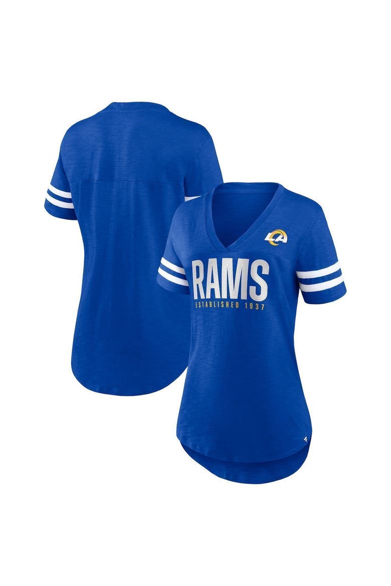 Women's Fanatics Branded Royal Los Angeles Rams Speed Tested V-Neck T-Shirt, Main, color, Royal