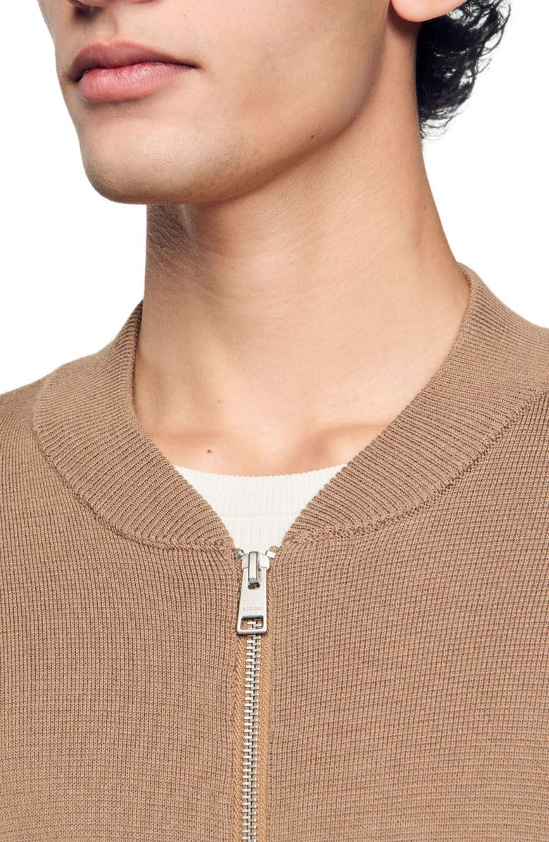 SANDRO Knit jacket, Alternate, color, Dark Sand