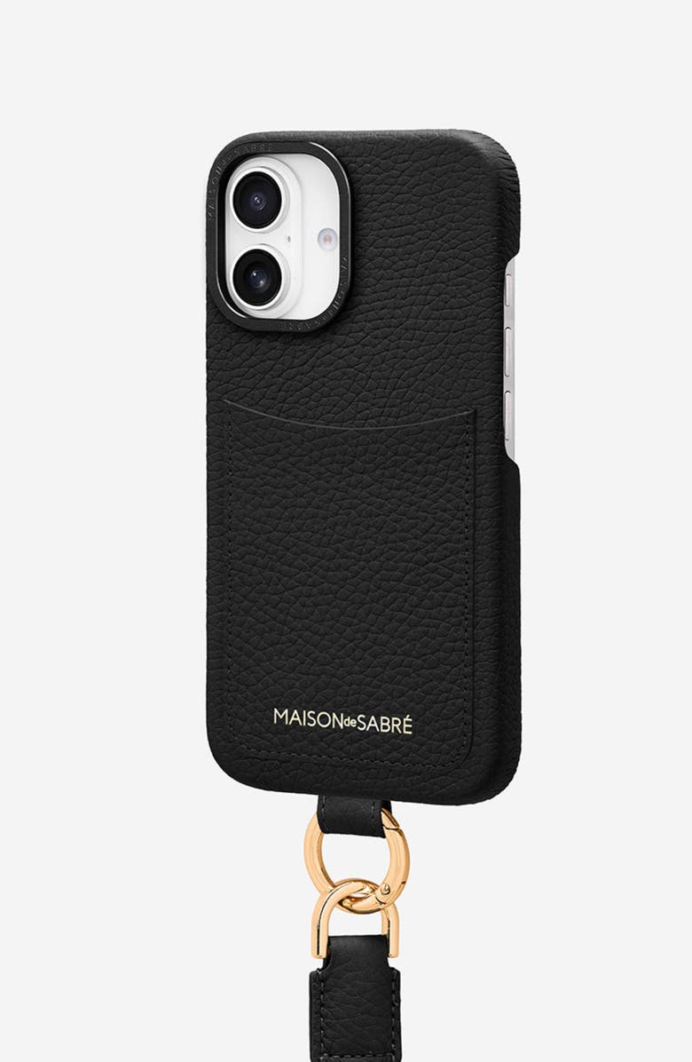 MAISON de SABRÉ Sling Phone Case, Alternate, color, Black Caviar