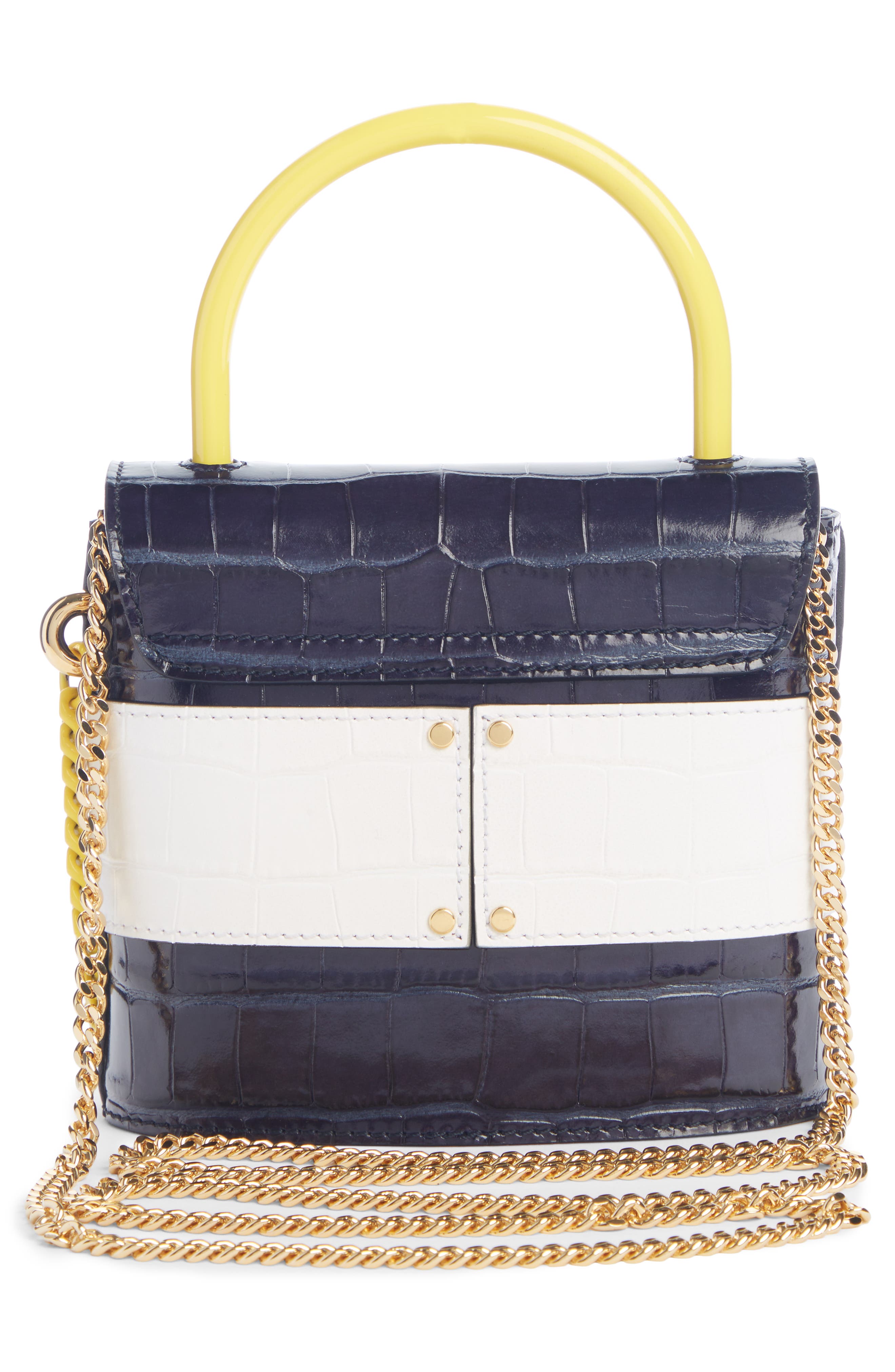 Chloé Small Aby Lock Croc Embossed Leather Shoulder Bag, Alternate, color, 