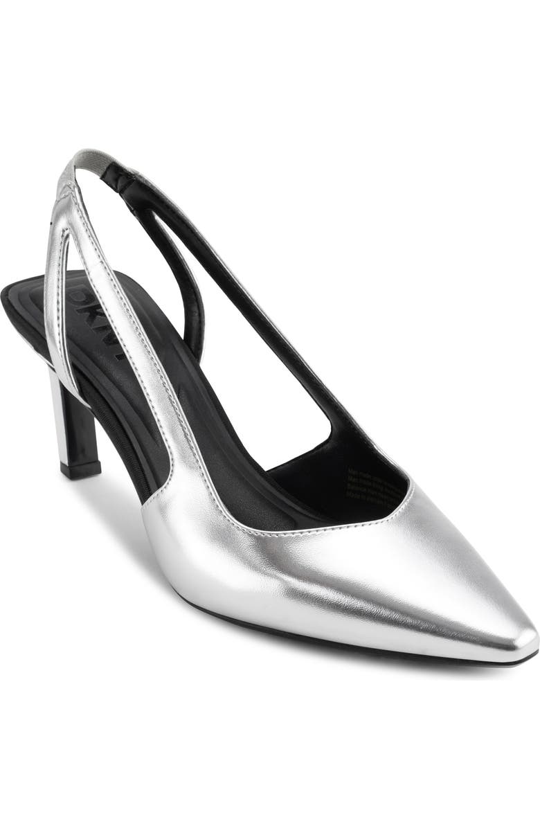 DKNY Carson Pointed Toe Slingback Pump, Main, color, Silver
