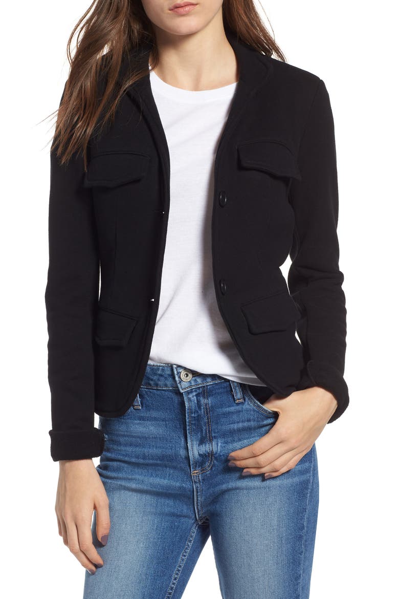 Shrunken Military Blazer, Main, color, BLACK