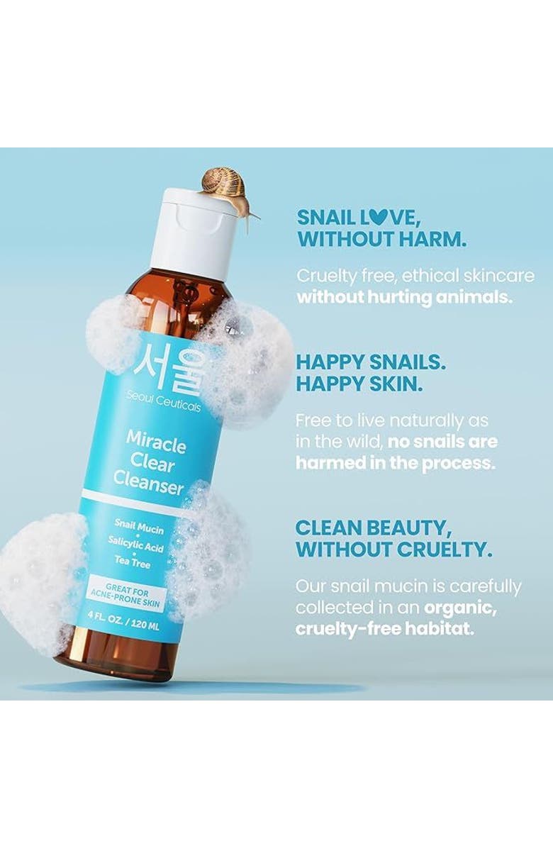 Seoul Ceuticals Miracle Clear Korean Snail Mucin Cleanser, Alternate, color, Clear
