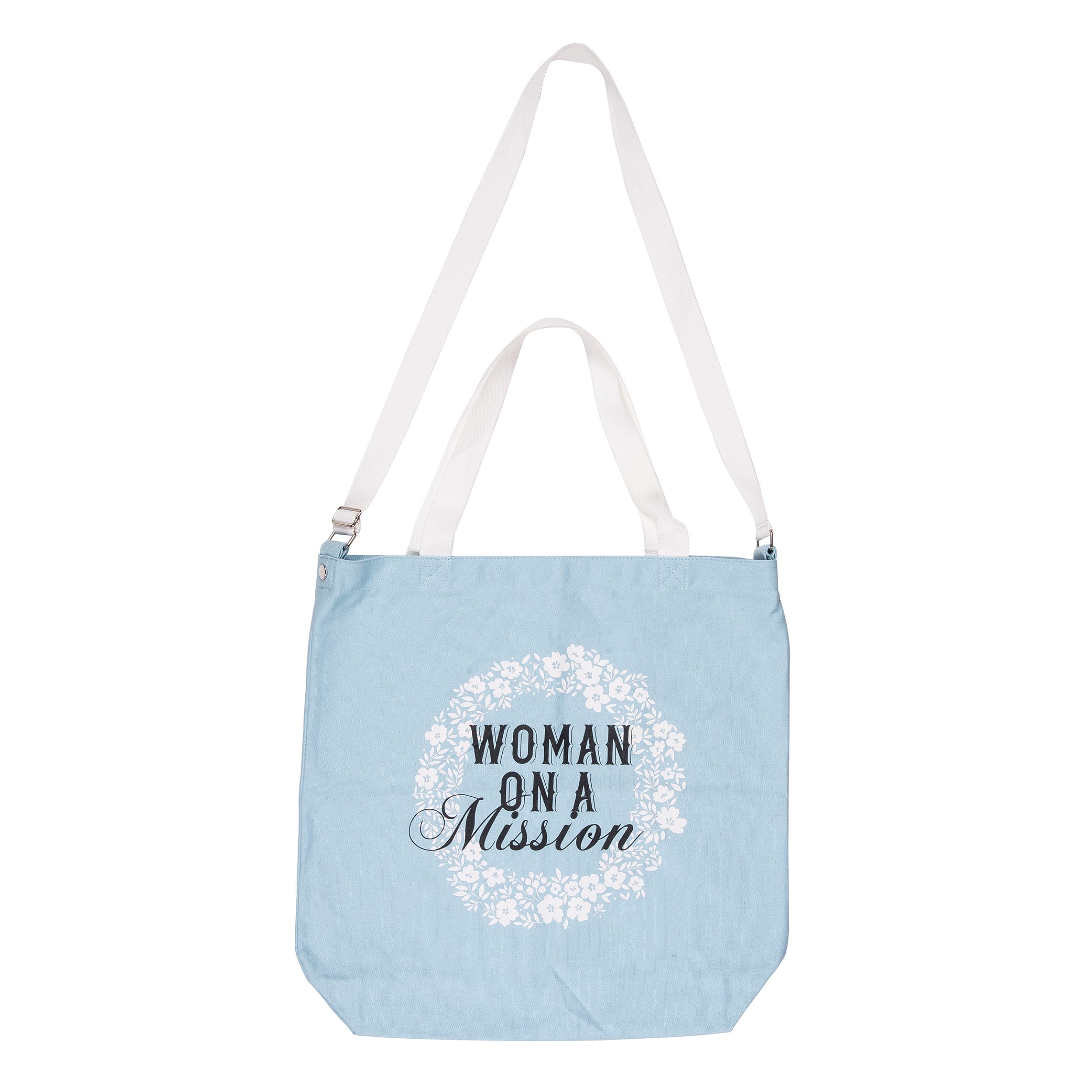 Totalee Gift Woman On A Mission Tote Cotton Blue, Main, color, 