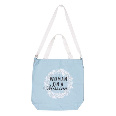 Woman On A Mission Tote Cotton Blue