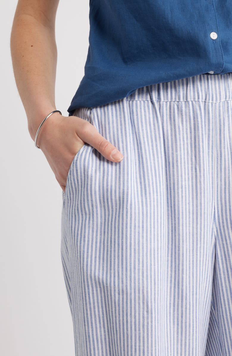 Caslon<sup>®</sup> Stripe Wide Leg Linen Blend Pants, Alternate, color, Blue- White Harper Stripe