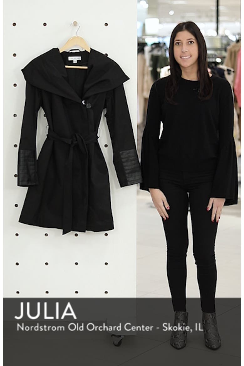 Faux Leather Trim Rain Jacket video
