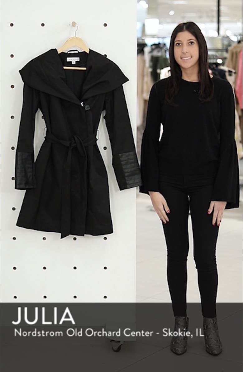 Faux Leather Trim Rain Jacket, sales video thumbnail