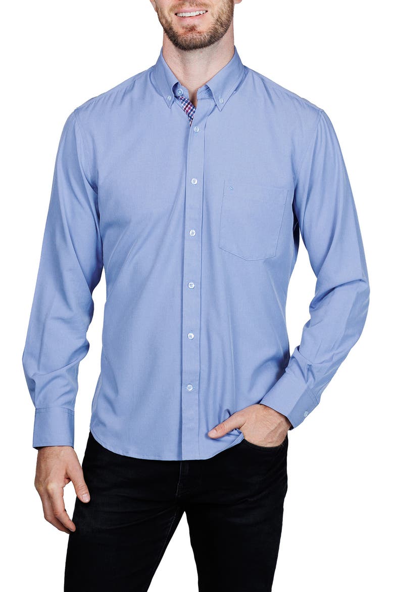 Mélange Performance Button Down Shirt, Alternate, color, BLUE BYRD