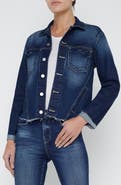 L'AGENCE Janelle Slim Fit Raw Hem Denim Trucker Jacket