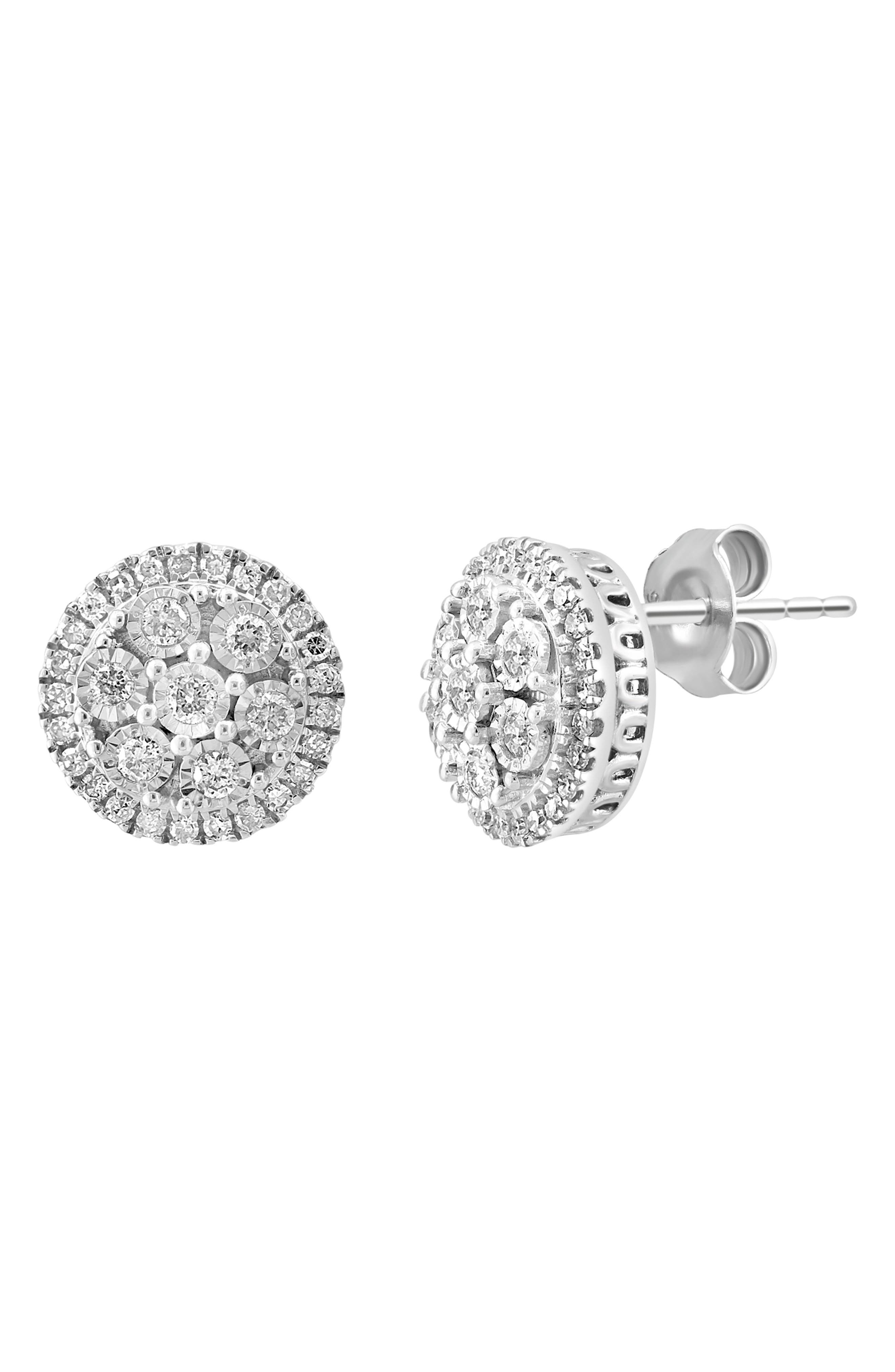 Diamond Cluster Stud Earrings